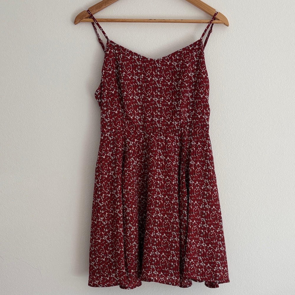 Three Dots Floral Red Mini Dress